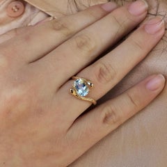 Kai Snake 1.82 ctw Aquamarine Sapphire East-West Ring in 14K Solid Gold