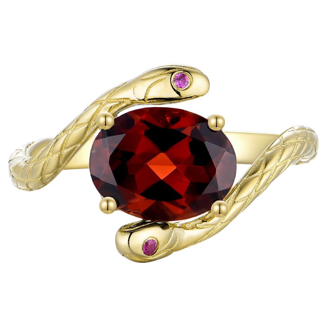 Bague est-ouest en or massif 14 carats Kai Kai grenat rubis