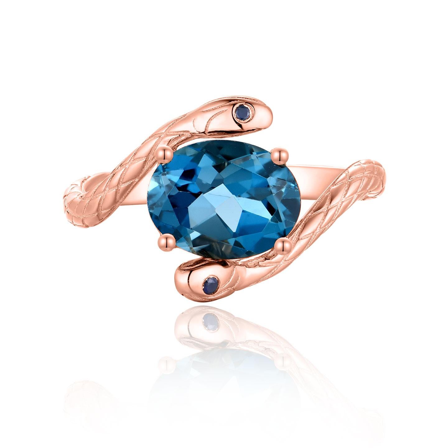 Bague Kai Snake London Blue Topaz Sapphire East-West en vente 4