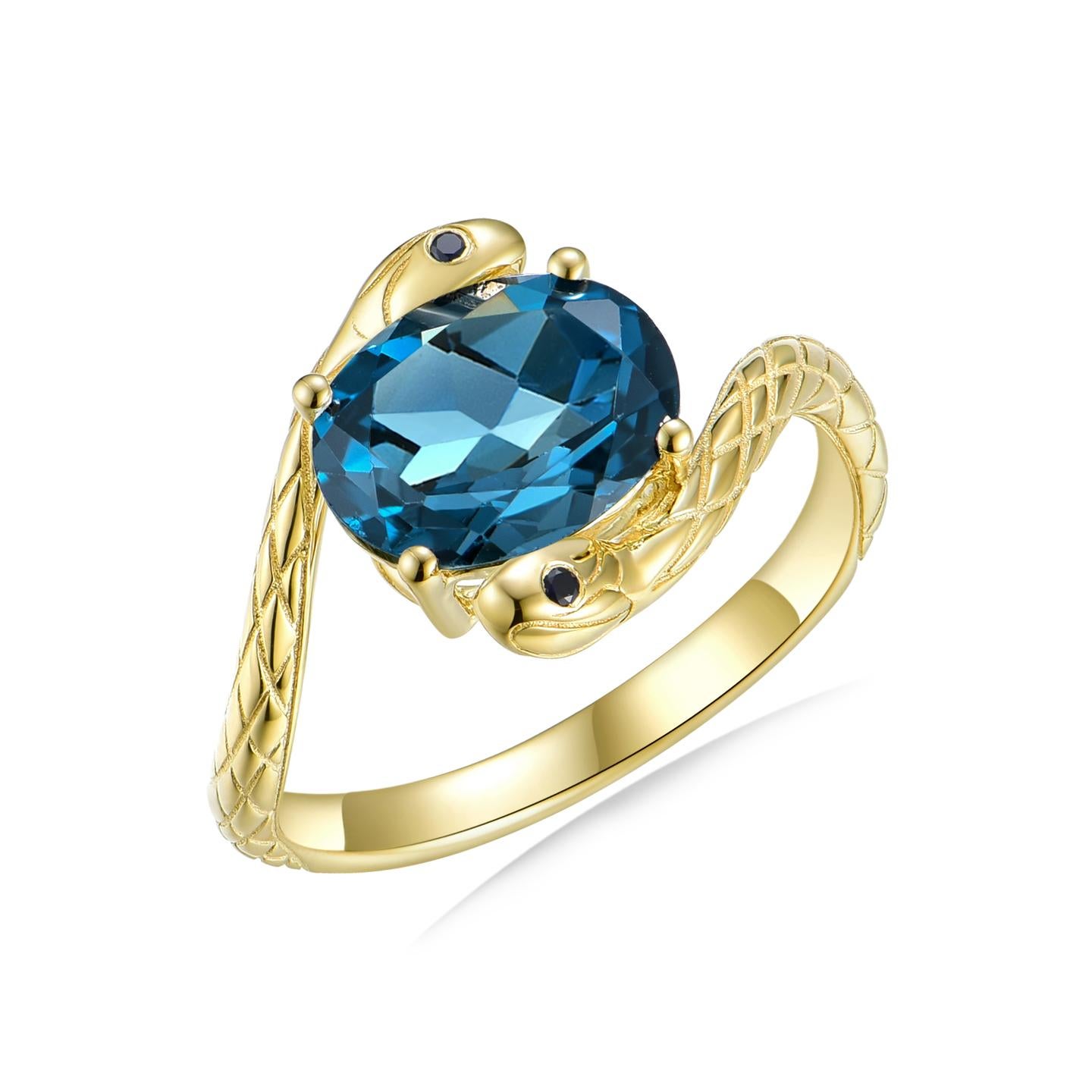 Bague Kai Snake London Blue Topaz Sapphire East-West Pour femmes en vente