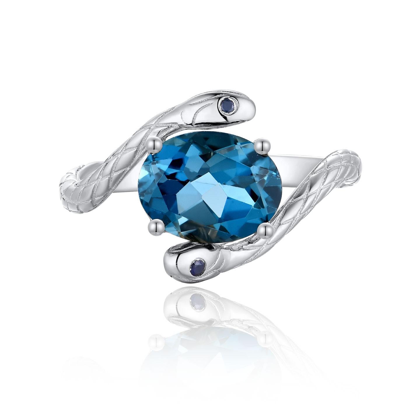 Bague Kai Snake London Blue Topaz Sapphire East-West en vente 3