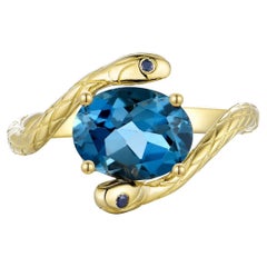 Kai Snake London Blue Topaz Sapphire East-West Ring
