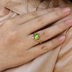 Kai Snake 2.12 ctw Peridot Diamond East-West Ring in 14K Solid Gold