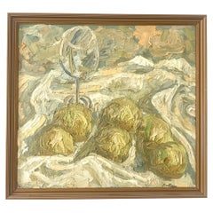 Kai Trier (1902-1990) vintage Danish mid century still life impasto oil painting