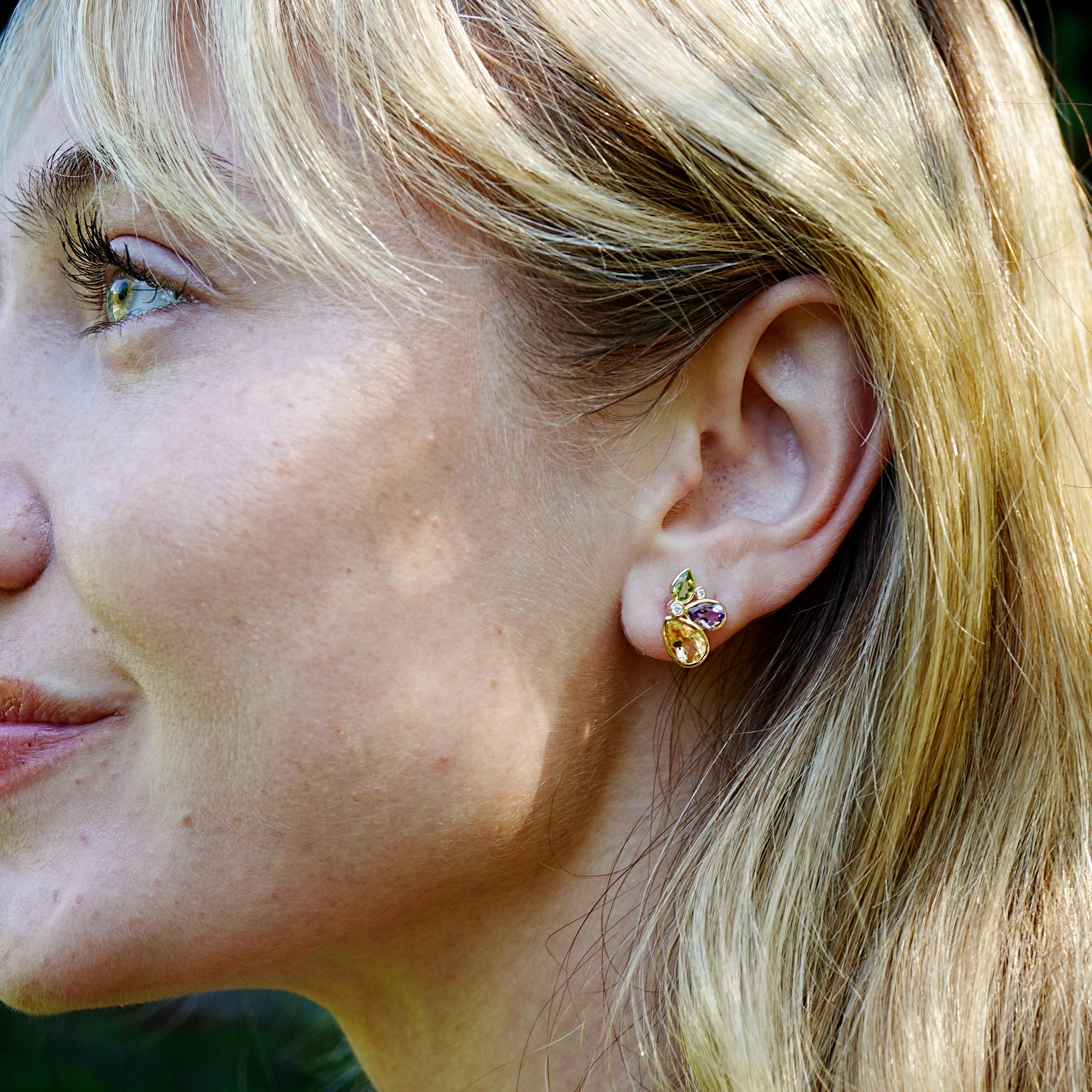 Pendientes de diamantes multigema Kai Tropical Butterfly 2,76 ctw Corte pera en venta