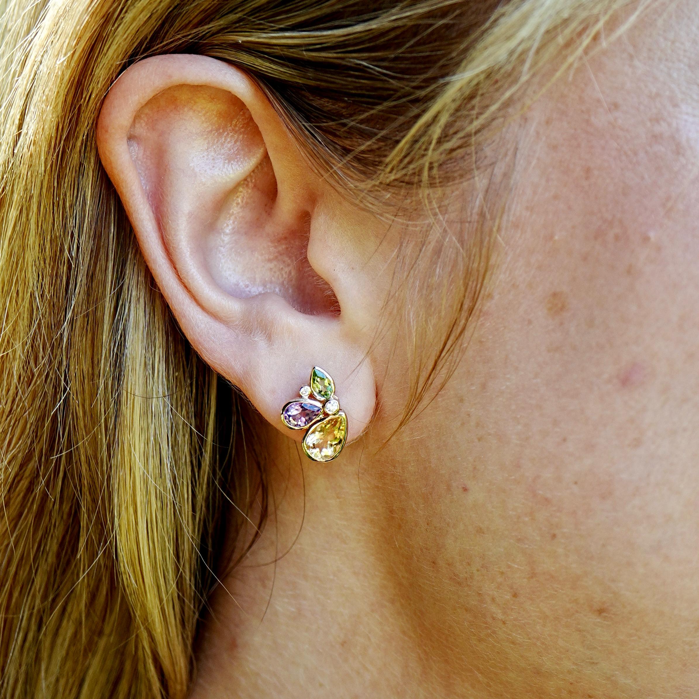 Pendientes de diamantes multigema Kai Tropical Butterfly 2,76 ctw en Nuevo estado para la venta en Rowland Heights, CA