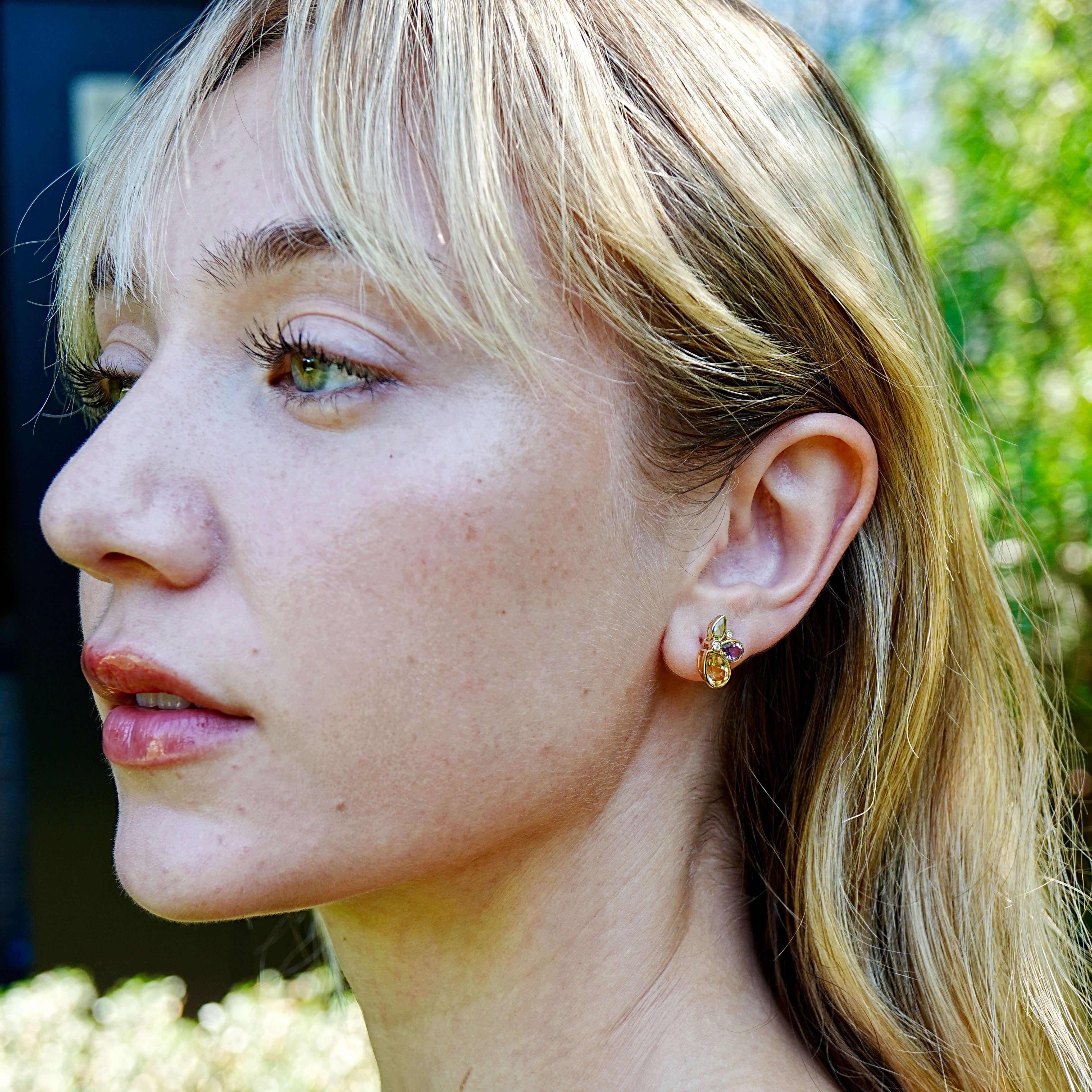 Pendientes de diamantes multigema Kai Tropical Butterfly 2,76 ctw en venta 1