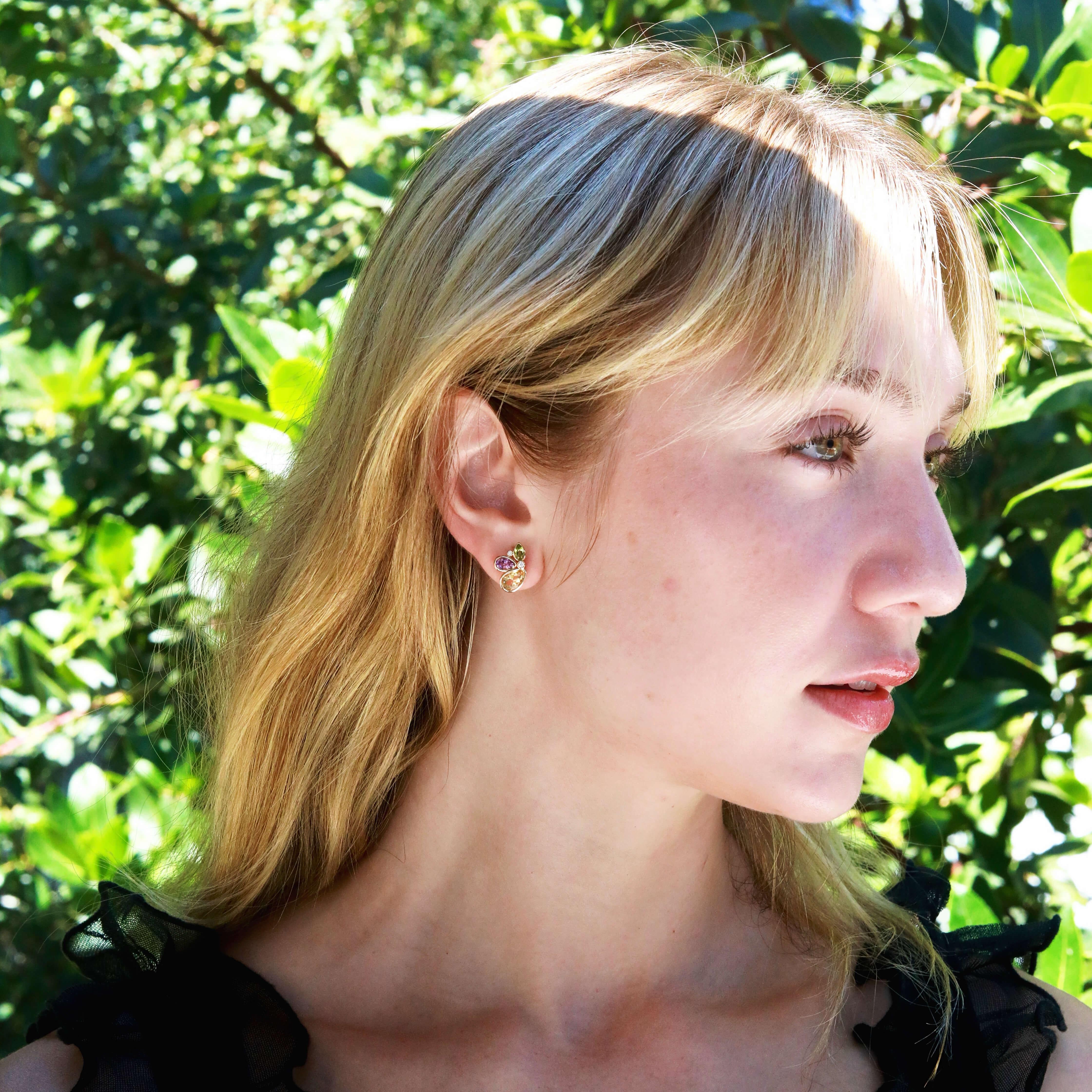 Pendientes de diamantes multigema Kai Tropical Butterfly 2,76 ctw en venta 2