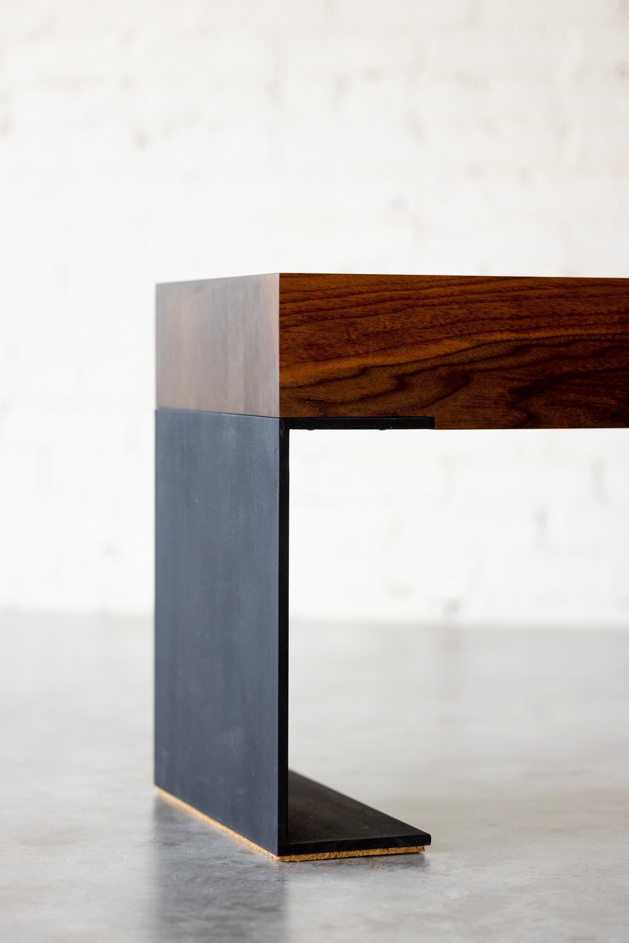 Canadian Kai Walnut and Black Steel Bench by Autonomous Furniture For Sale