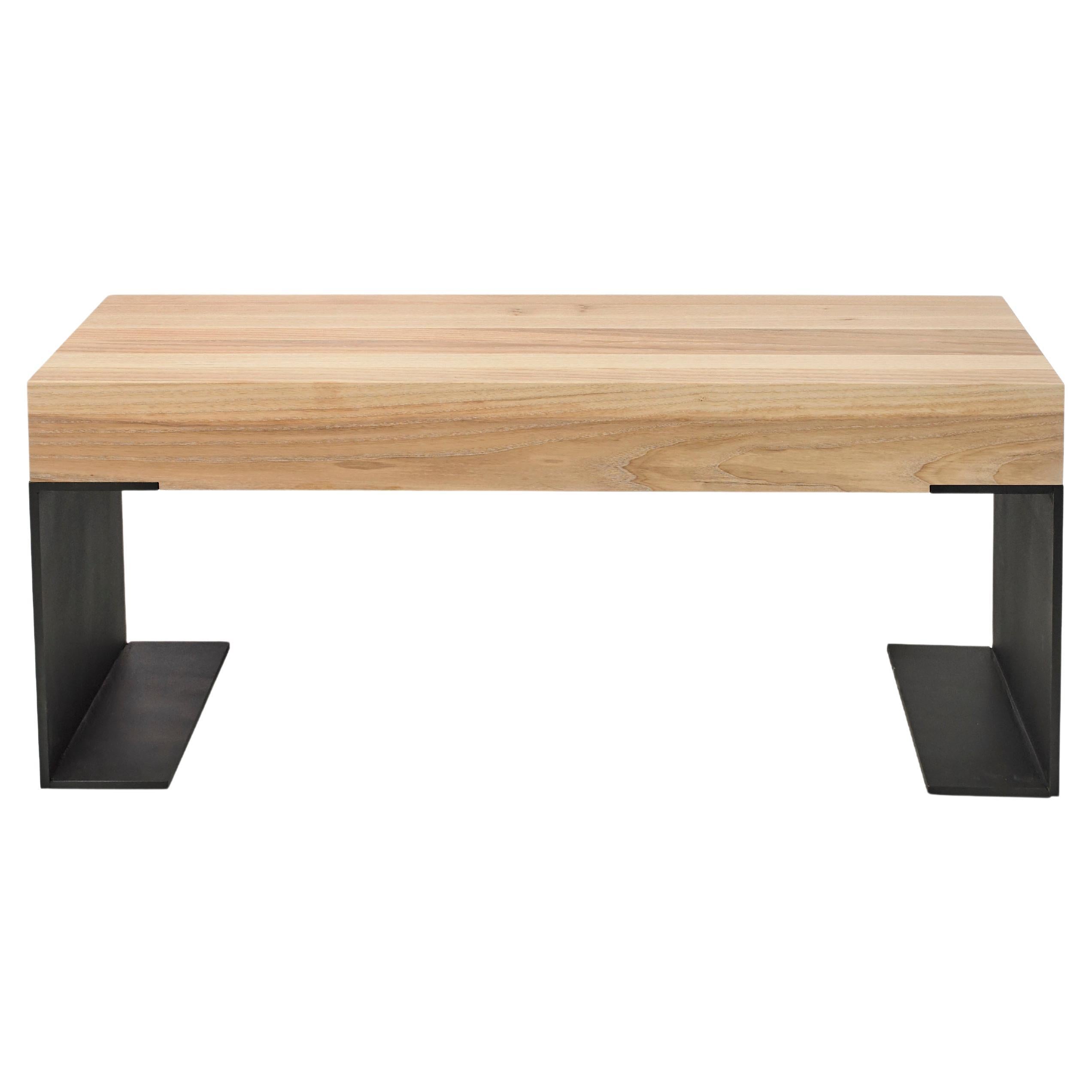 Kai Whitened Ash and Black Steel Bench by Autonomous Furniture For Sale