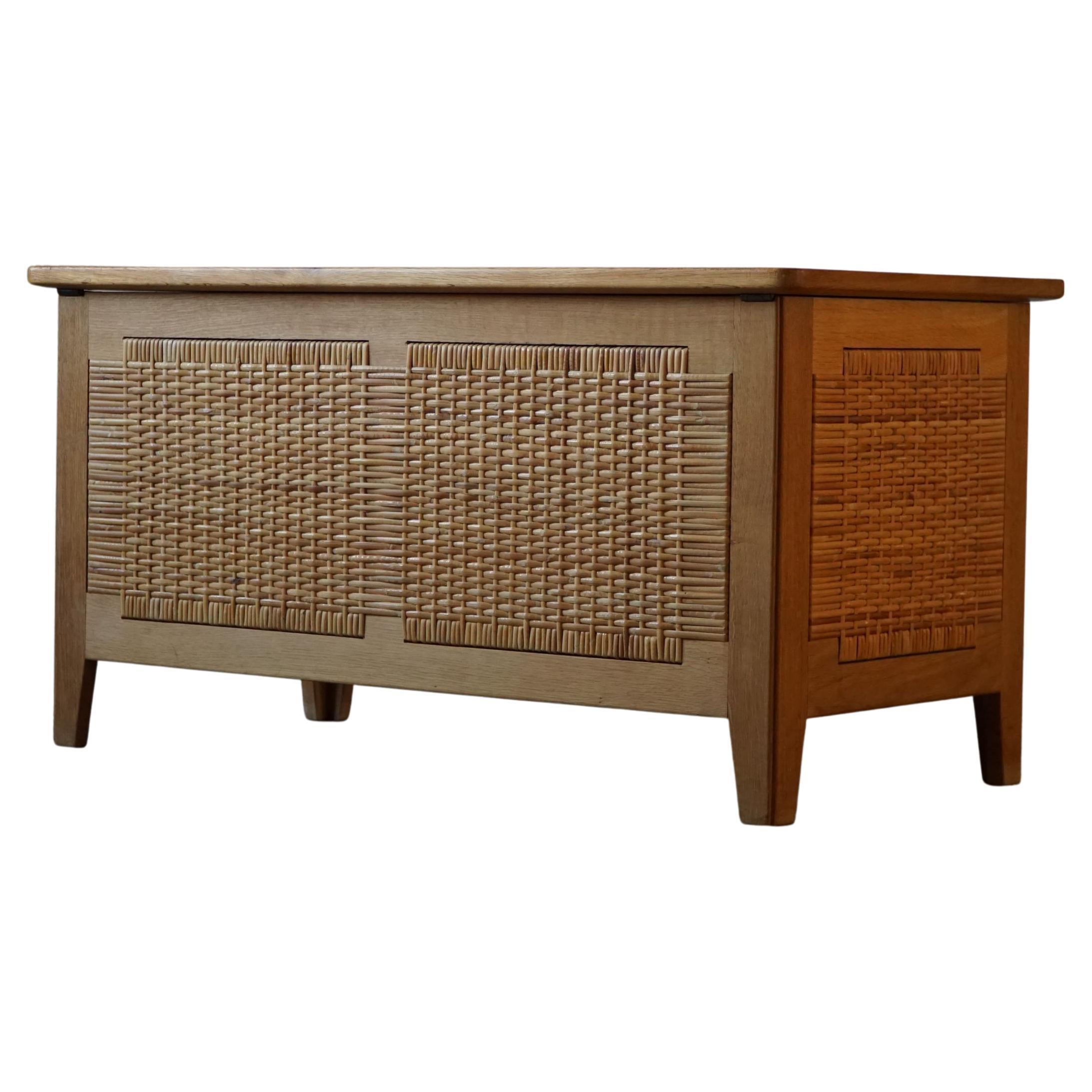 Kai Winding Chest / Bench in Cane & Oak, Made for Poul Hundevad, "Ph52", 1960s