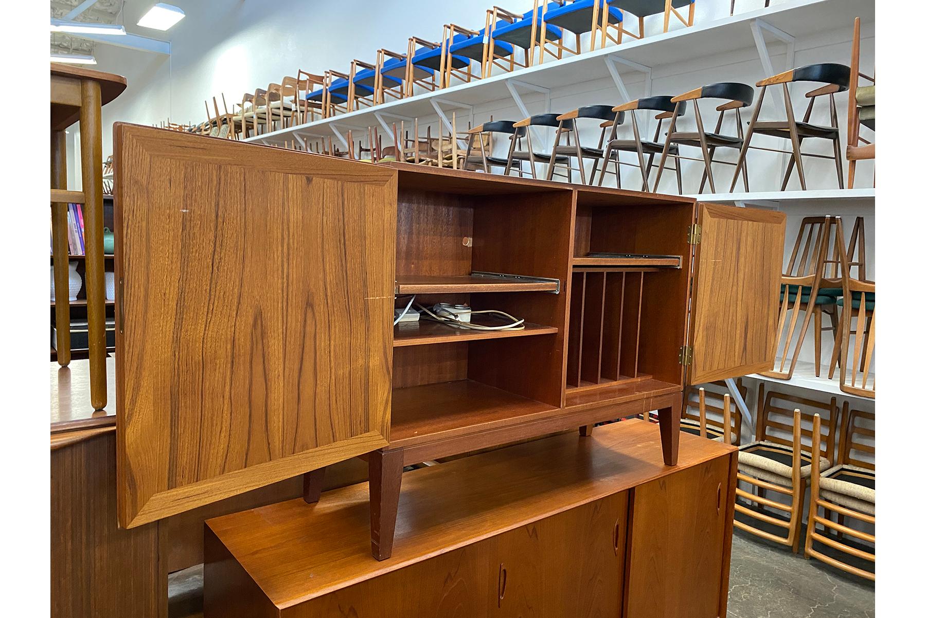 Lacquered Kai Winding Danish Modern Midcentury Record Cabinet or Credenza in Teak