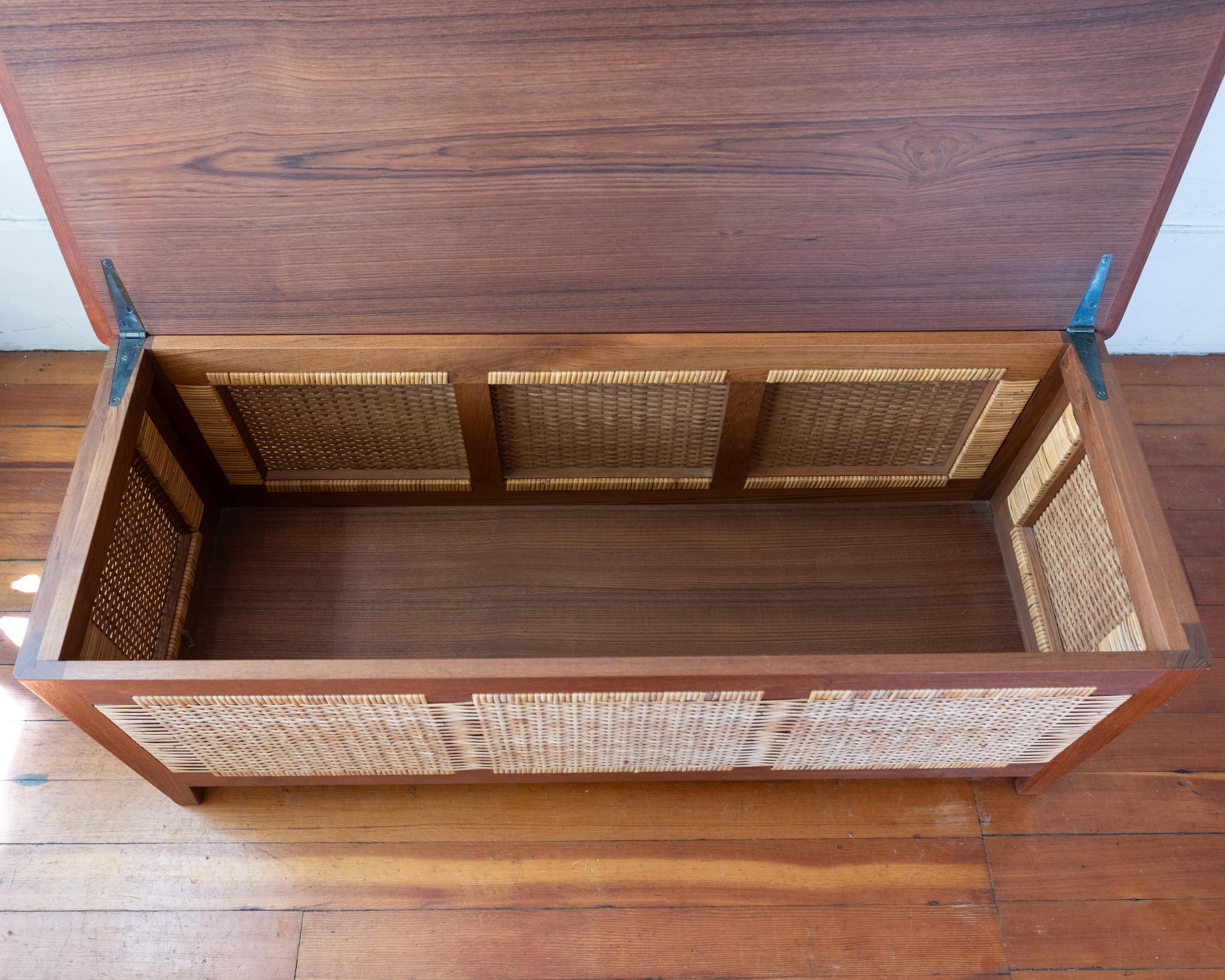 Kai Winding for Poul Hundevad Solid Teak and Cane Danish Modern Blanket Chest 12