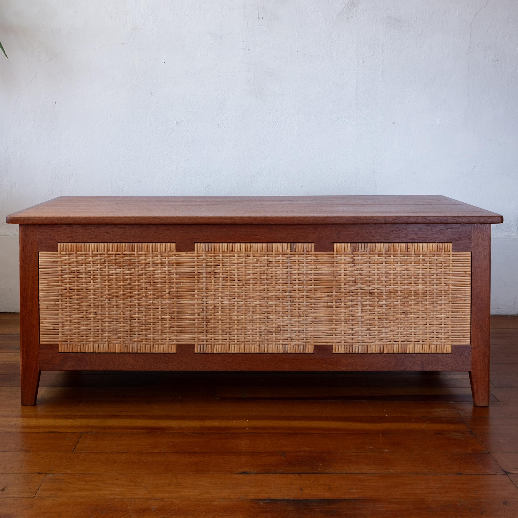 Mid-Century Modern Kai Winding for Poul Hundevad Solid Teak and Cane Danish Modern Blanket Chest