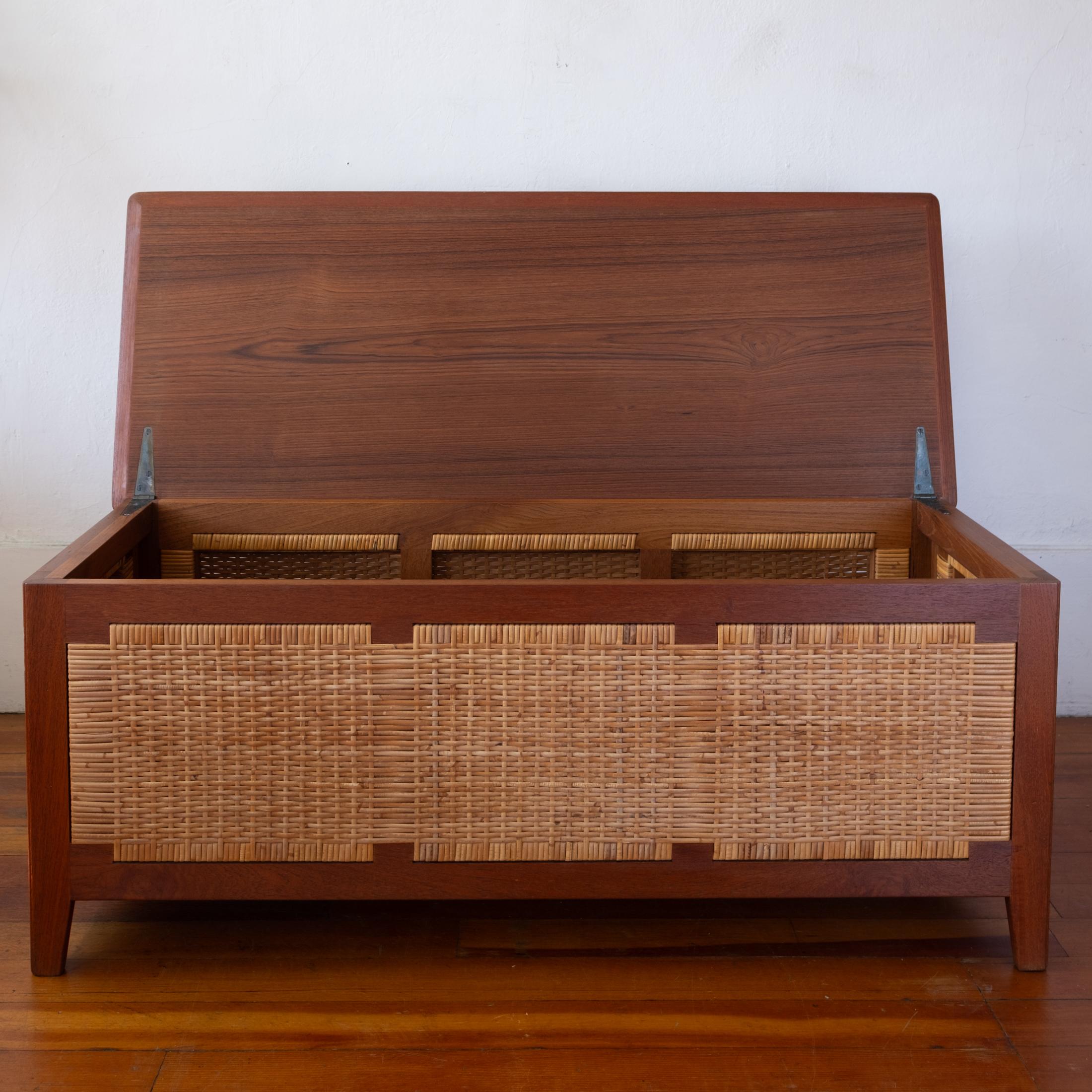 Mid-20th Century Kai Winding for Poul Hundevad Solid Teak and Cane Danish Modern Blanket Chest