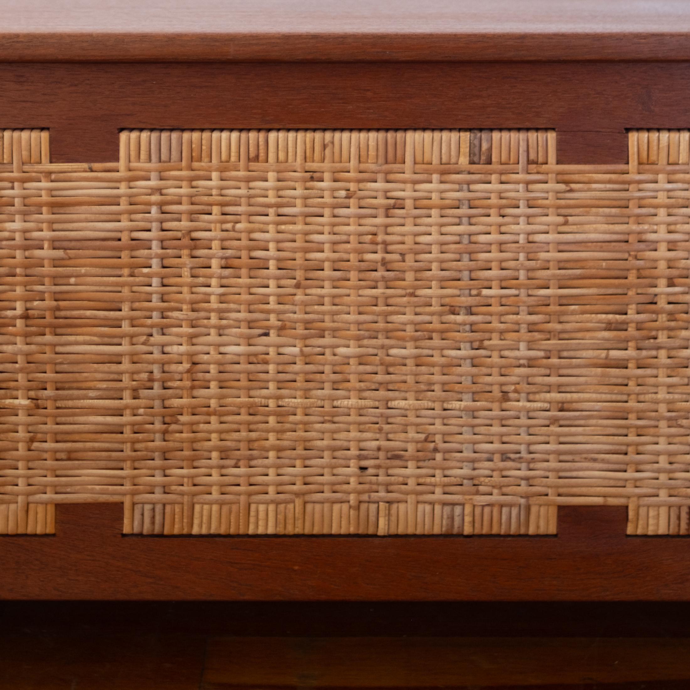 Kai Winding for Poul Hundevad Solid Teak and Cane Danish Modern Blanket Chest 1
