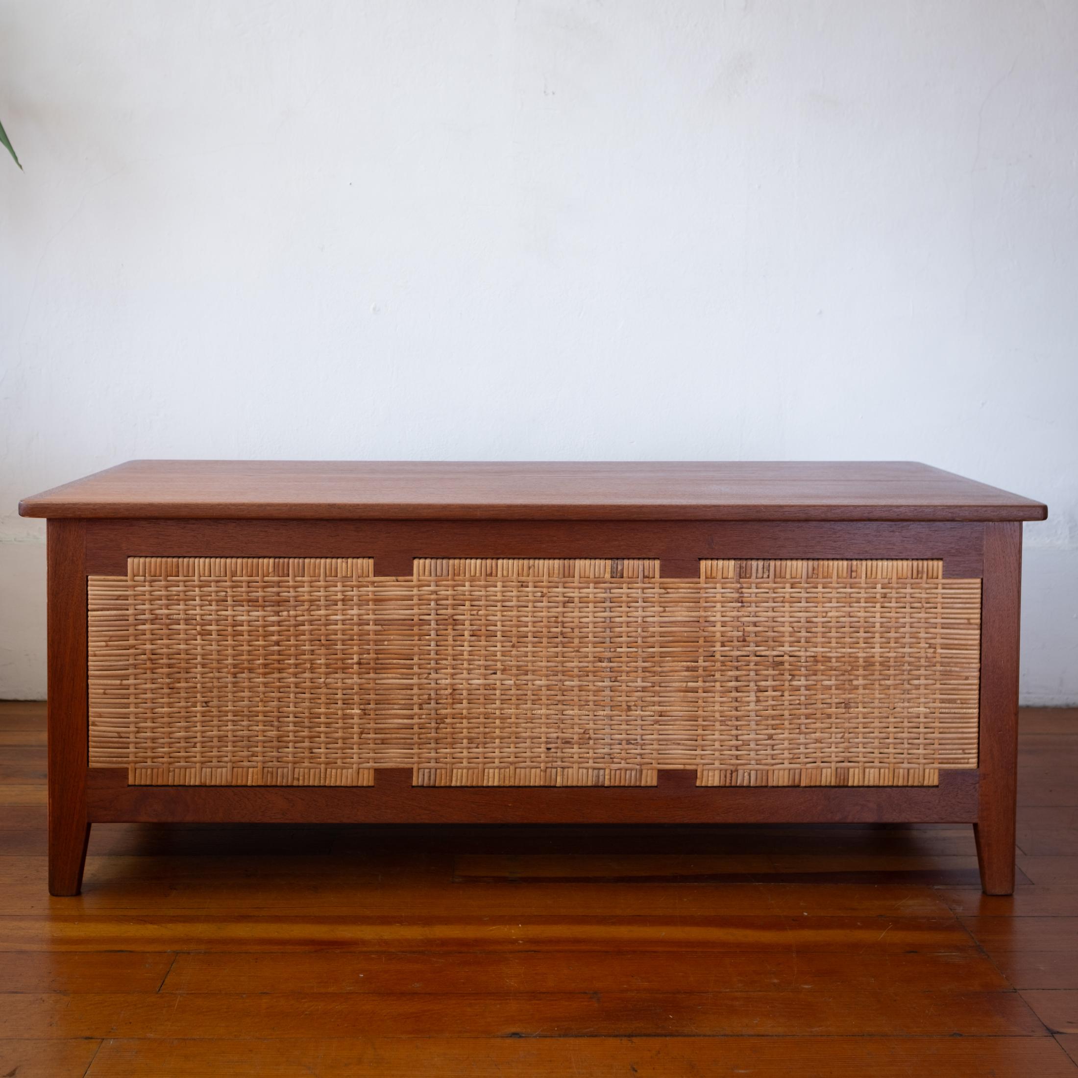 Kai Winding for Poul Hundevad Solid Teak and Cane Danish Modern Blanket Chest 2
