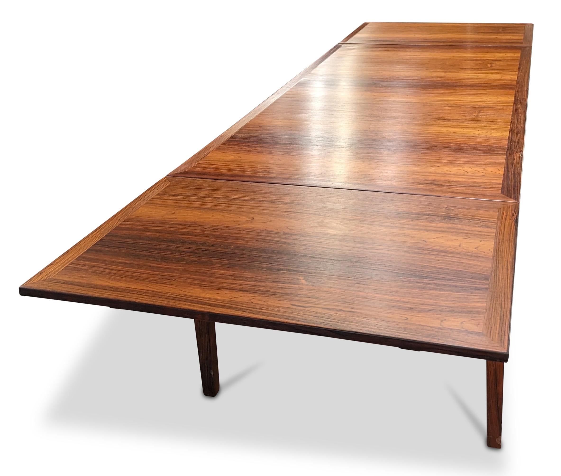 Kai Winding Rosewood Dining Table w Two Hidden Leaves, Vintage Danish 122299 1
