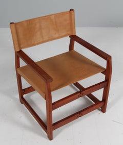 Sedia Kai Winding Safari / Istruttore Modello 413, Teak e Pelle Cognac, 1960s