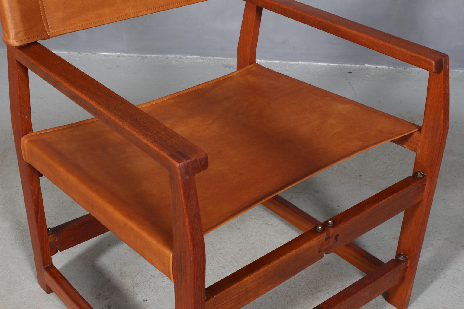 Kai Winding Safari / Instructor Chair Model 413, Teak and Cognac Leather, 1960s In Good Condition In Esbjerg, DK