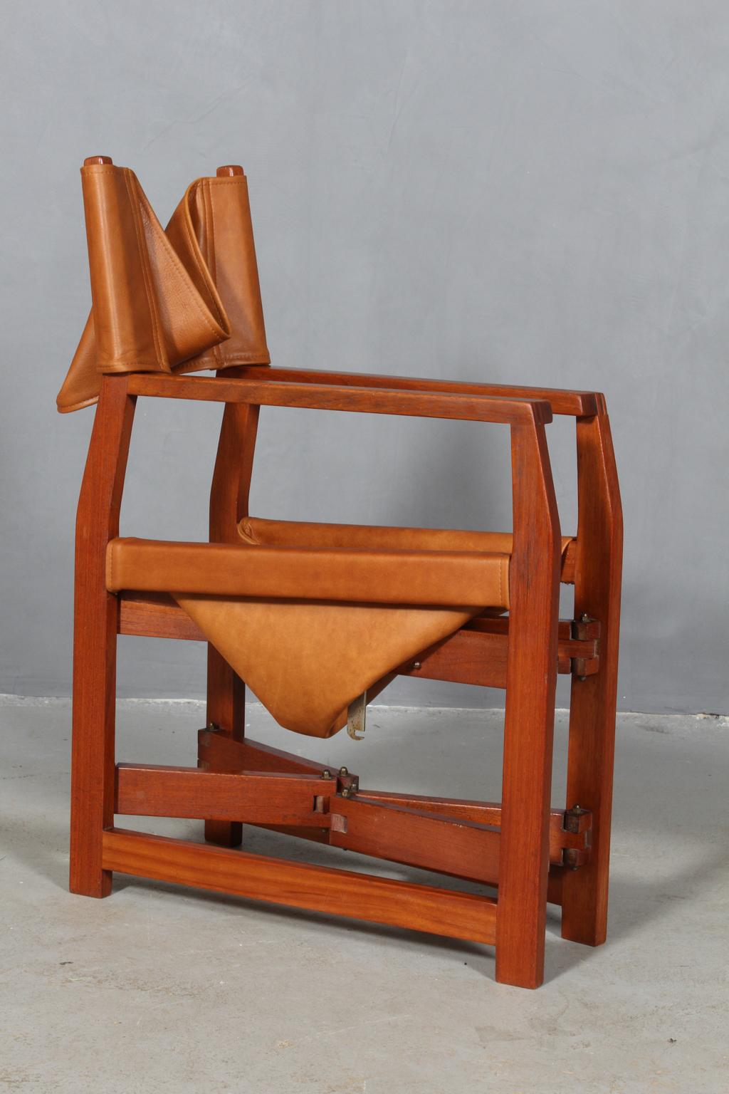 Kai Winding Safari / Instructor Chair Model 413, Teak and Cognac Leather, 1960s 3