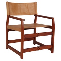 Chaise Safari/Instructeur Kai Winding modèle 413, teck et cuir cognac, années 1960