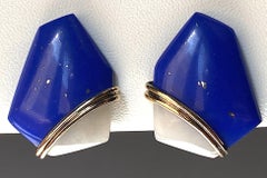 Kai-Yin Lo Gold on Sterling Blue Lapis Lazuli & White Quartz Earrings