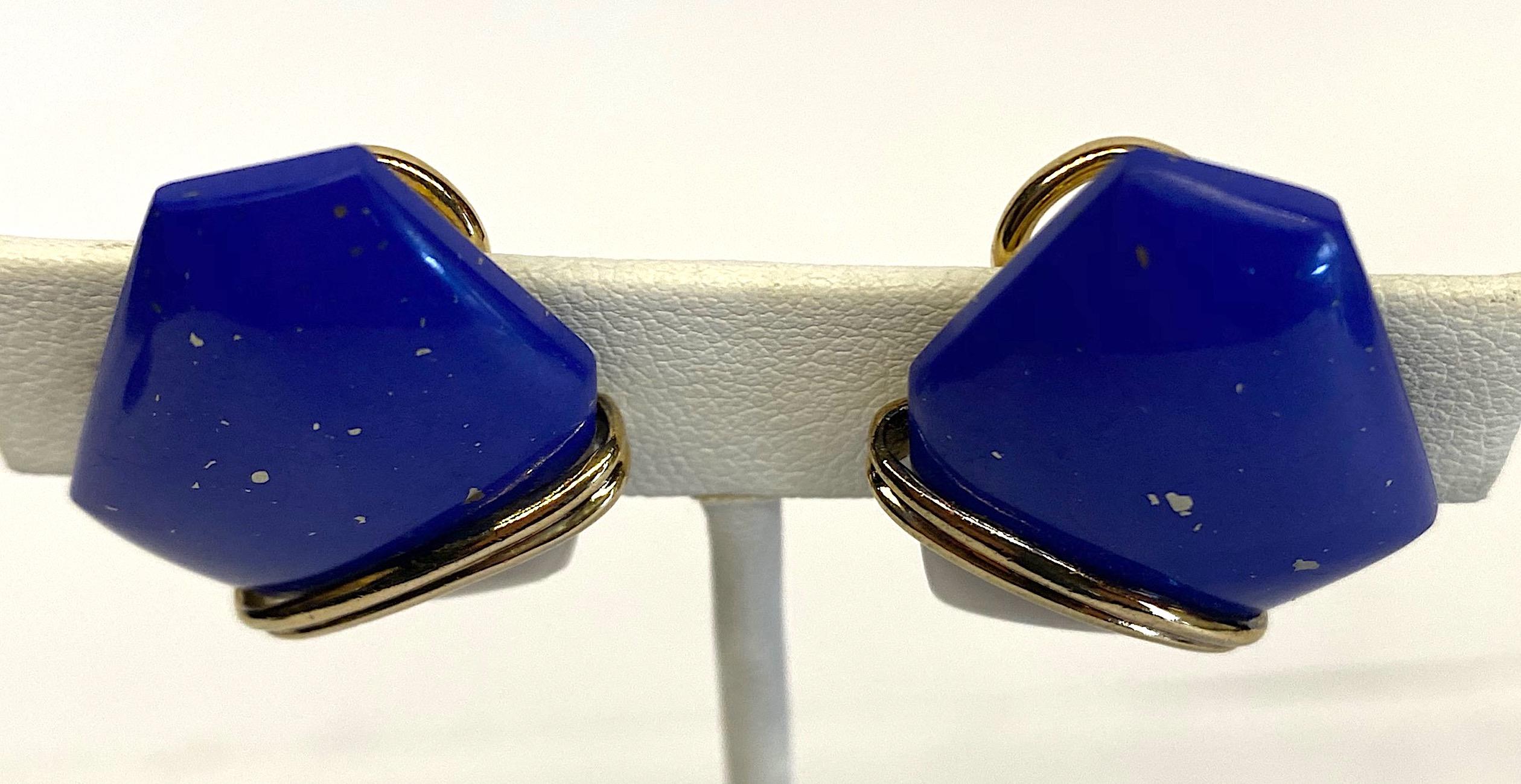 Kai-Yin Lo Gold on Sterling Blue Lapis Lazuli & White Quartz Earrings In Good Condition In New York, NY