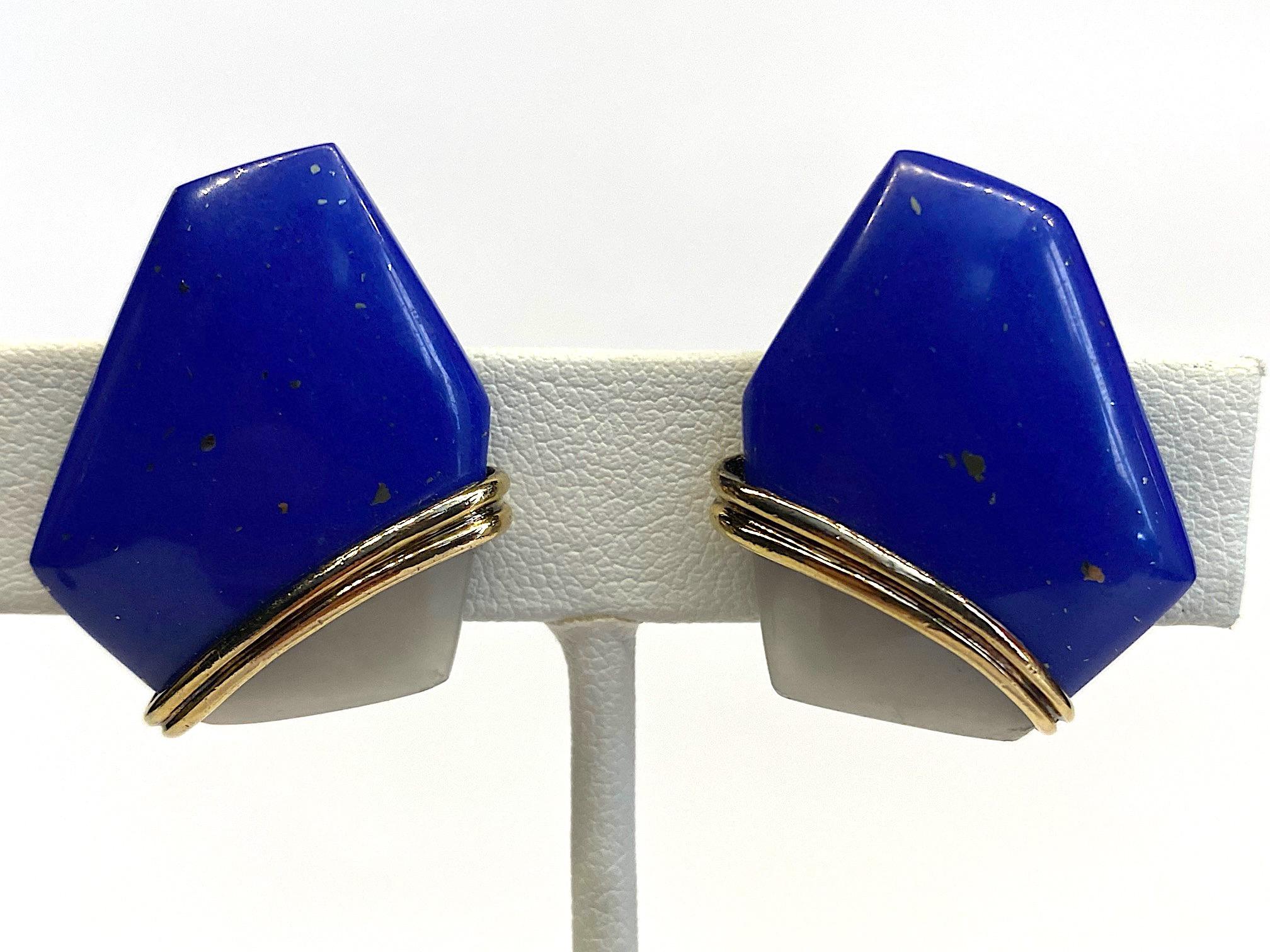 Women's Kai-Yin Lo Gold on Sterling Blue Lapis Lazuli & White Quartz Earrings