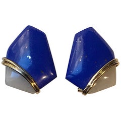 Kai-Yin Lo Gold on Sterling Blue Lapis Lazuli & White Quartz Earrings