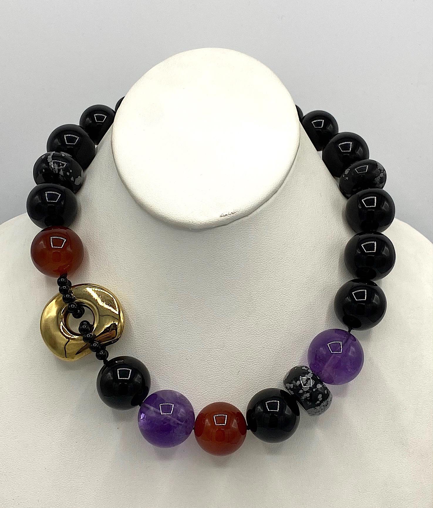 Kai-Yin Lo, KYLO Onyx, Carnelian , Amethyst, Agate & Vermeil Necklace In Good Condition In New York, NY