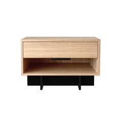 Mesilla de noche Kaid grande, minimalista contemporánea de madera de roble bicolor, personalizable