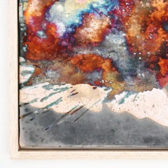 Kaiga 1 - 1' x 1' framed raku ceramic wall art - RAAQUU Serial No. 2400008