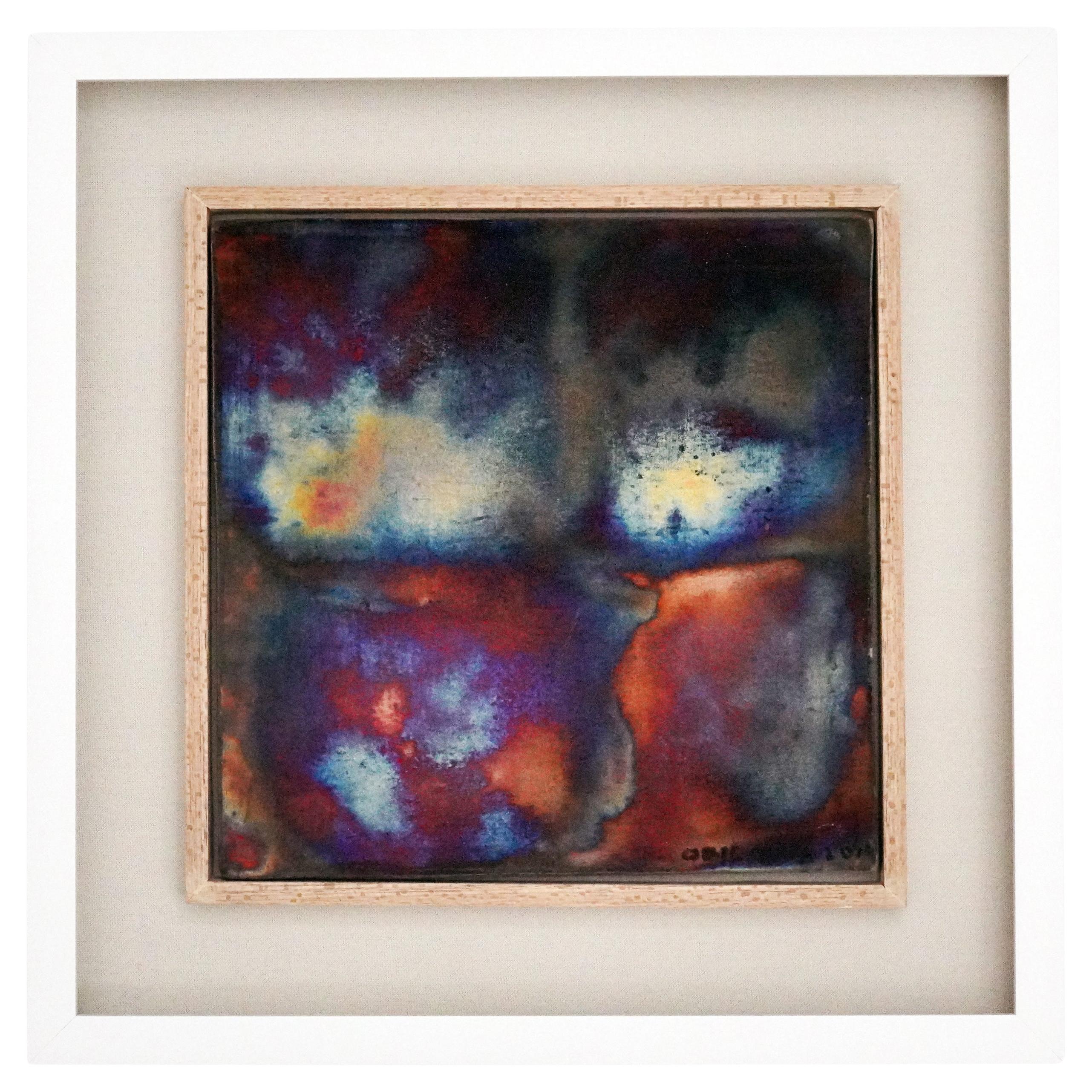 Kaiga 1 - 1' x 1' arte da parete in ceramica raku incorniciata - RAAQUU Numero di serie 2400010