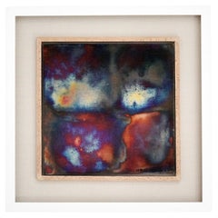 Kaiga 1 - 1' x 1' arte mural en cerámica raku enmarcado - RAAQUU Nº de serie 2400010