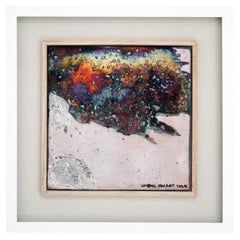 Kaiga 1 - 1' x 1' arte da parete in ceramica raku incorniciata - RAAQUU Numero di serie 2400012