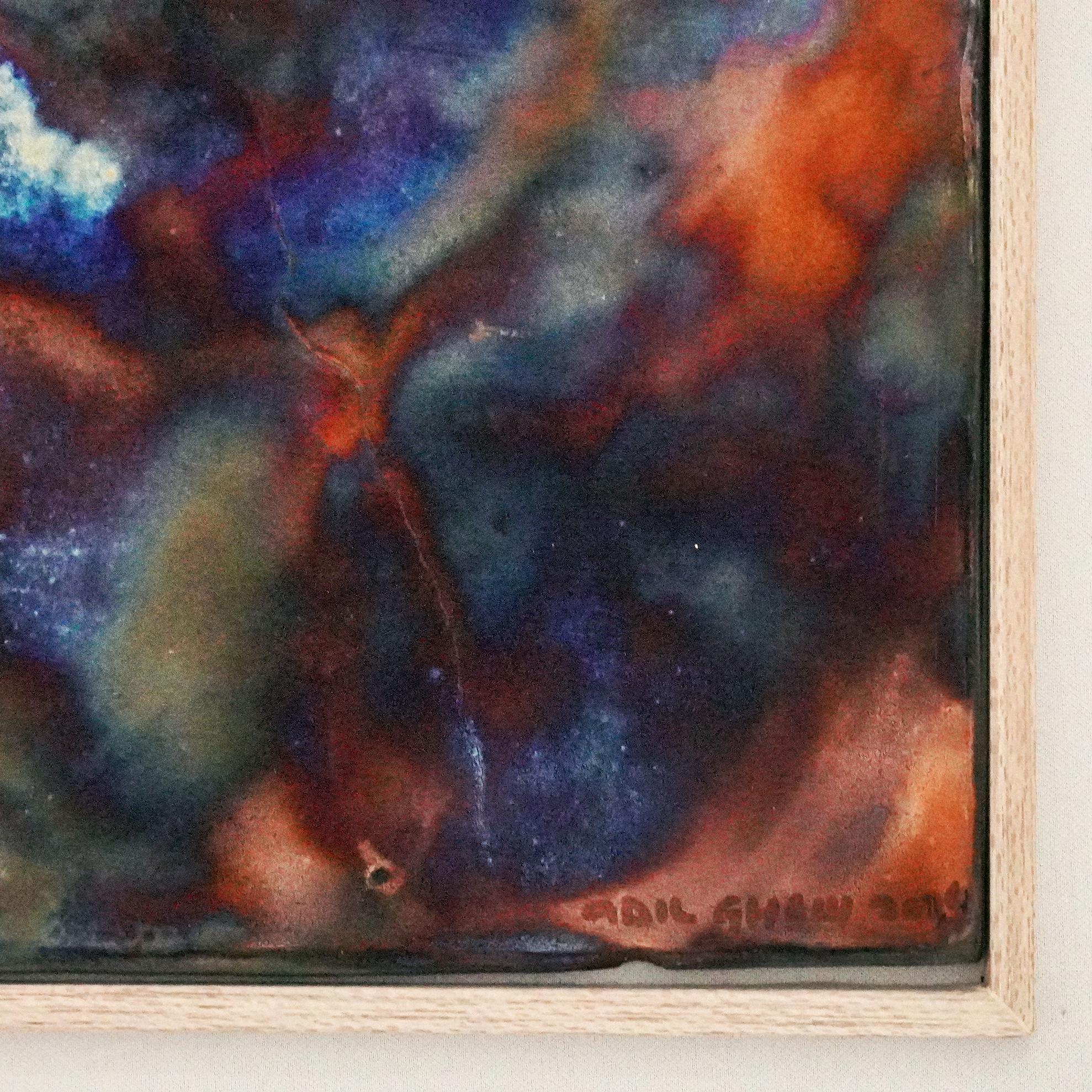 Moderno Kaiga 1 - 1' x 1' arte da parete in ceramica raku incorniciata - RAAQUU Numero di serie 2400013 in vendita
