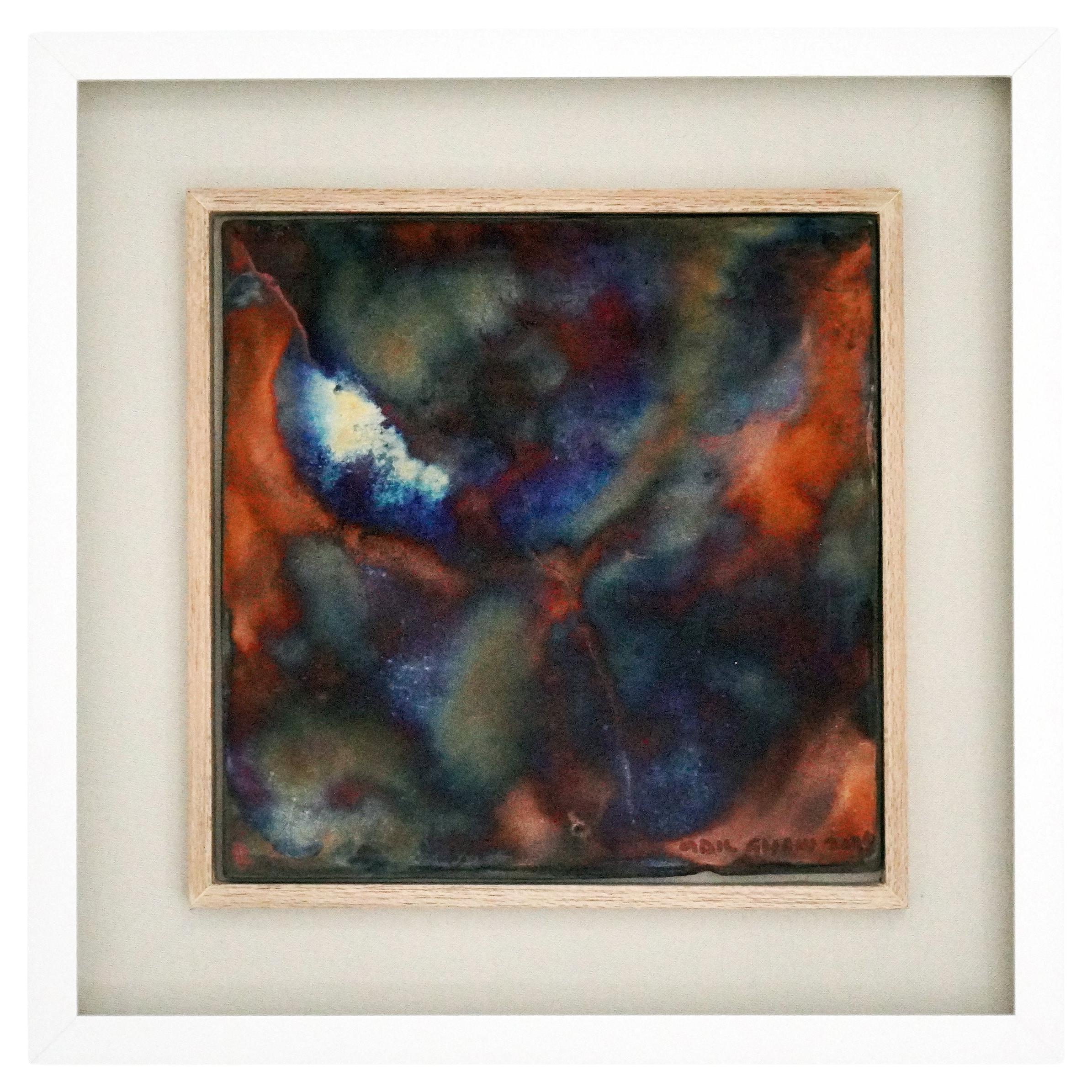 Kaiga 1 - 1' x 1' arte da parete in ceramica raku incorniciata - RAAQUU Numero di serie 2400013