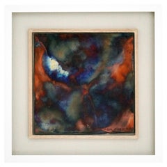 Kaiga 1 - 1' x 1' arte da parete in ceramica raku incorniciata - RAAQUU Numero di serie 2400013