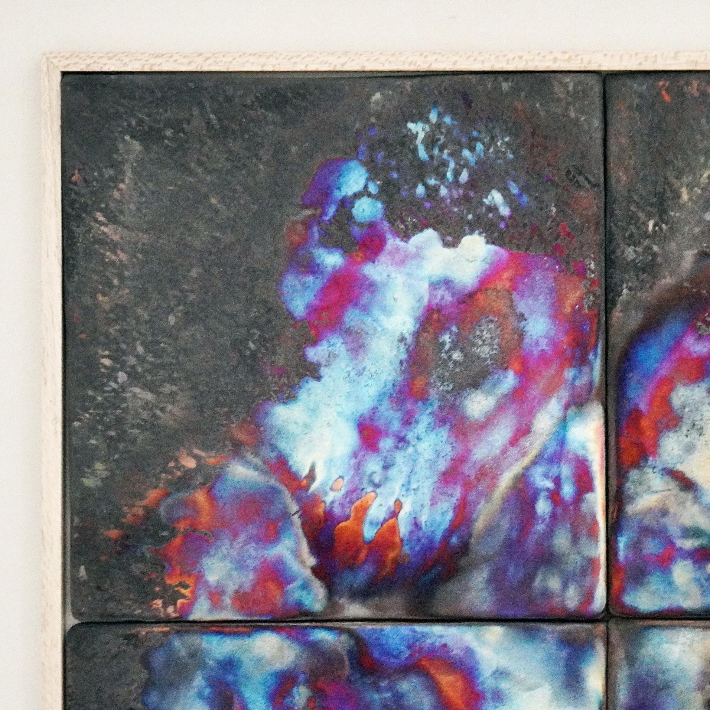XXI secolo e contemporaneo Kaiga 6 - Arte da parete in ceramica raku con cornice 2' x 3' - RAAQUU Numero di Serie 2400016 in vendita