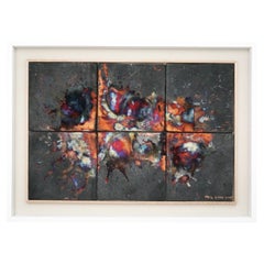 Kaiga 6 - Arte da parete in ceramica raku con cornice 2' x 3' - RAAQUU Numero di Serie 2400017
