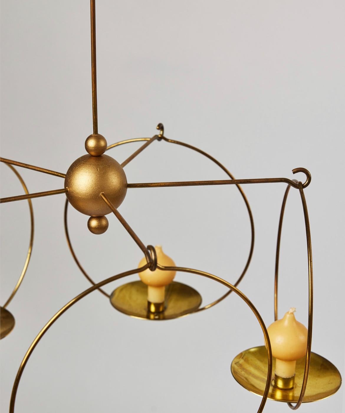 Scandinavian Modern Kaija Aarikk & Timo Sarpaneva pair of brass chandeliers