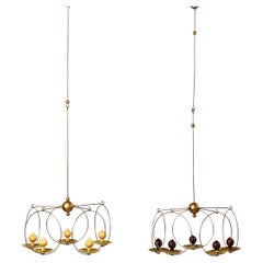 Kaija Aarikk & Timo Sarpaneva pair of brass chandeliers