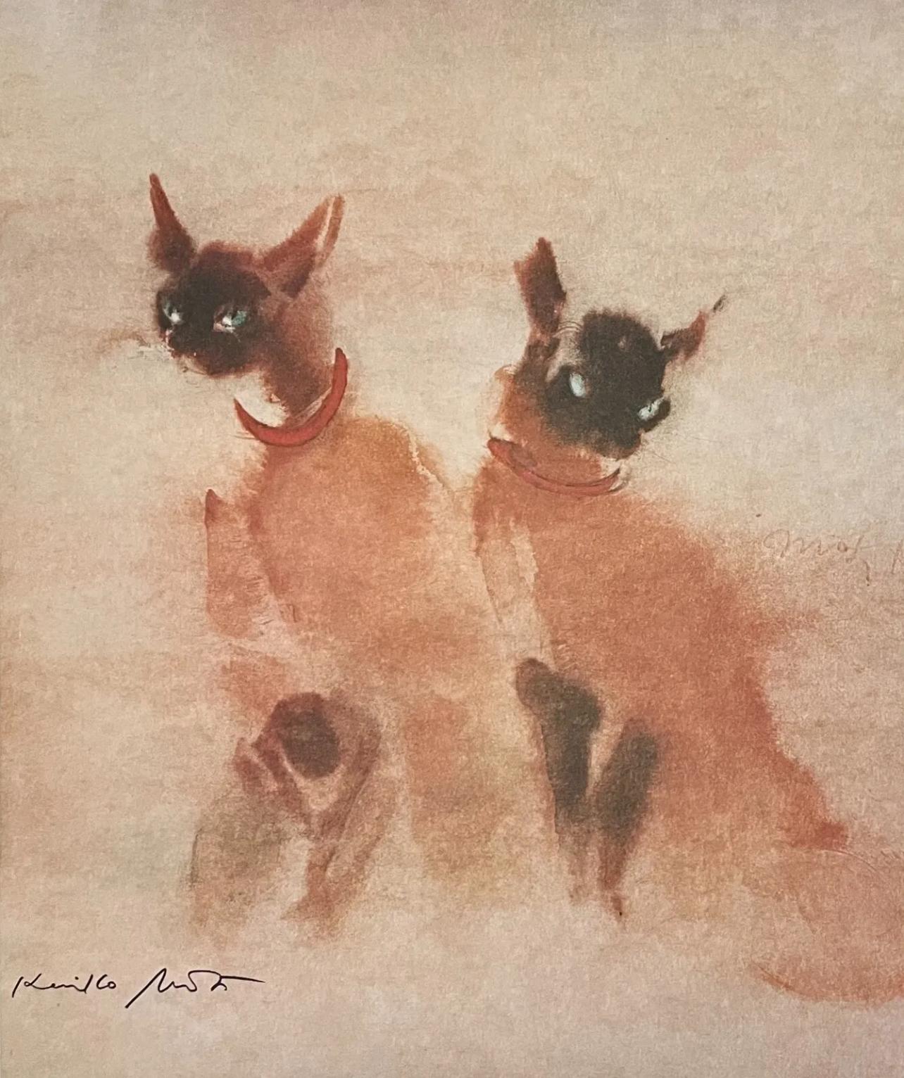 Kaiko Moti Figurative Print - Moti, Siamese Cats (after)