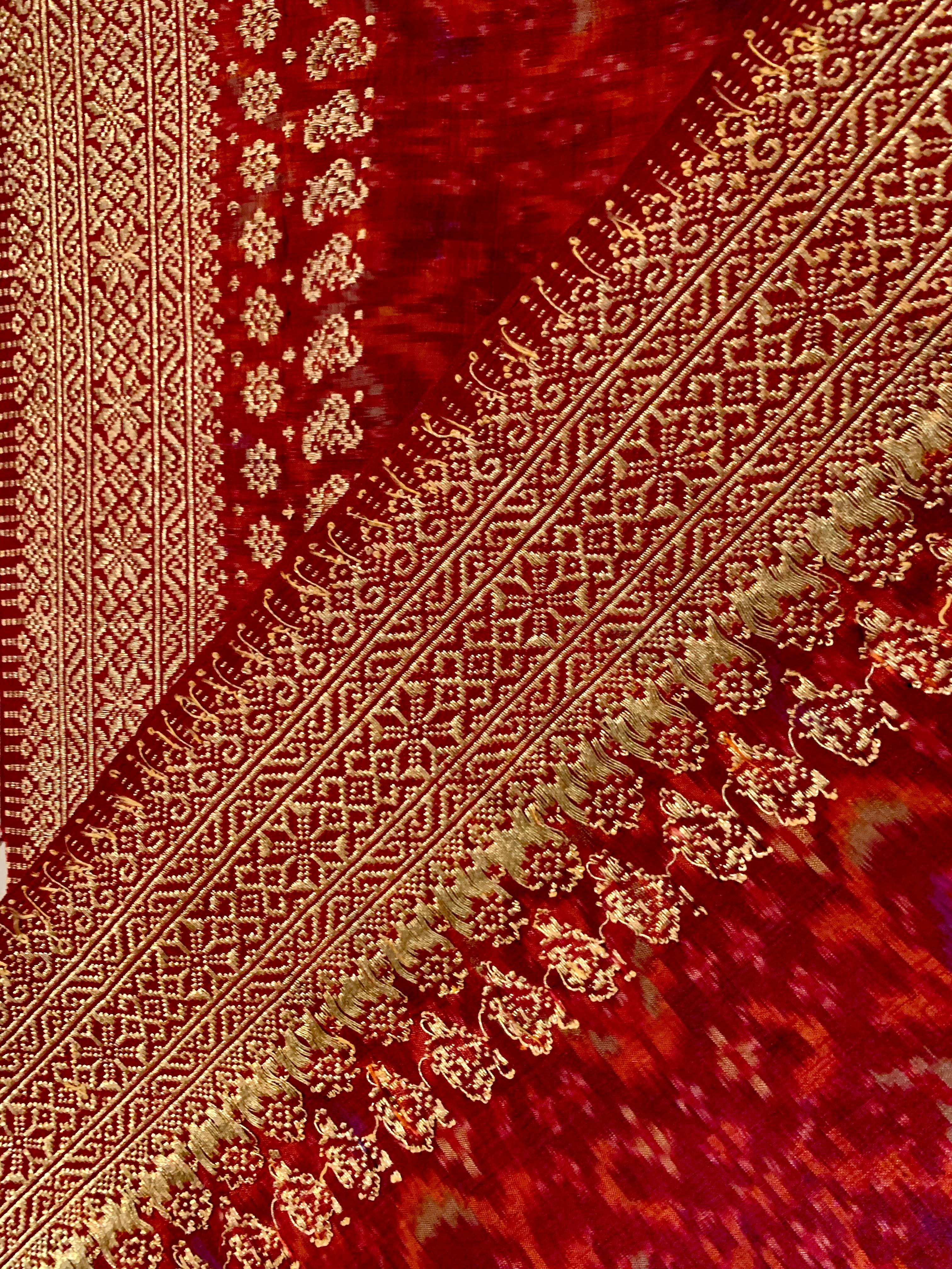 Kain Limar Songket, Silk Ikat, Metallic Thread, circa 1900, Palembang, Sumatra For Sale 1
