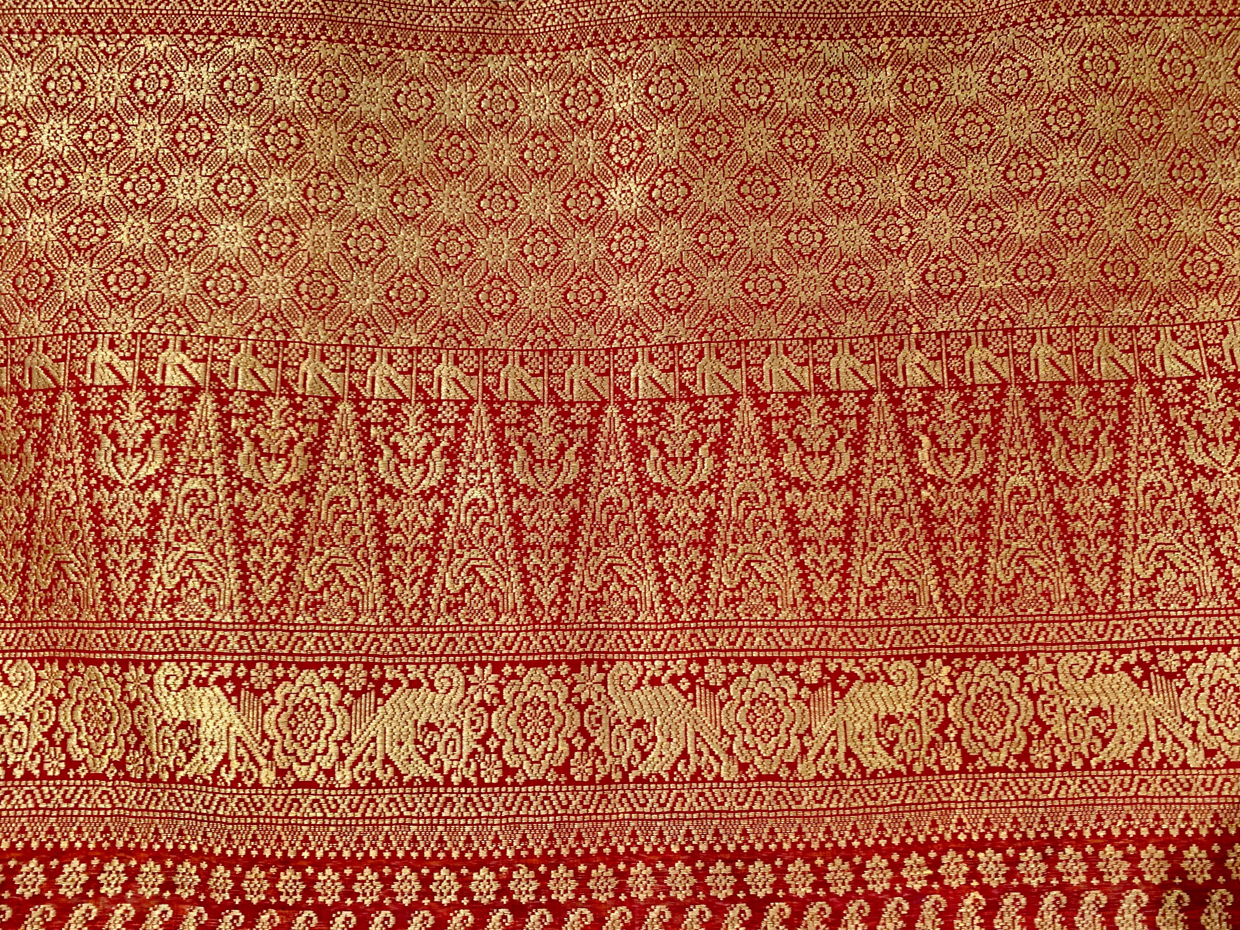 Indonesian Kain Limar Songket, Silk Ikat, Metallic Thread, circa 1900, Palembang, Sumatra For Sale