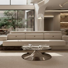 Kairós Sculptural Fusion Glass Coffee Table by MainGUILTY w/Clear & Bronze Glass