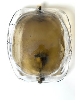 Kaiser Amber and Clear Murano Glass Wall Light or Ceiling Light, Germany, 1970s.