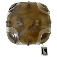 Kaiser Amber Murano Glass Two-Light Wall or Ceiling Lamp, 1970s
