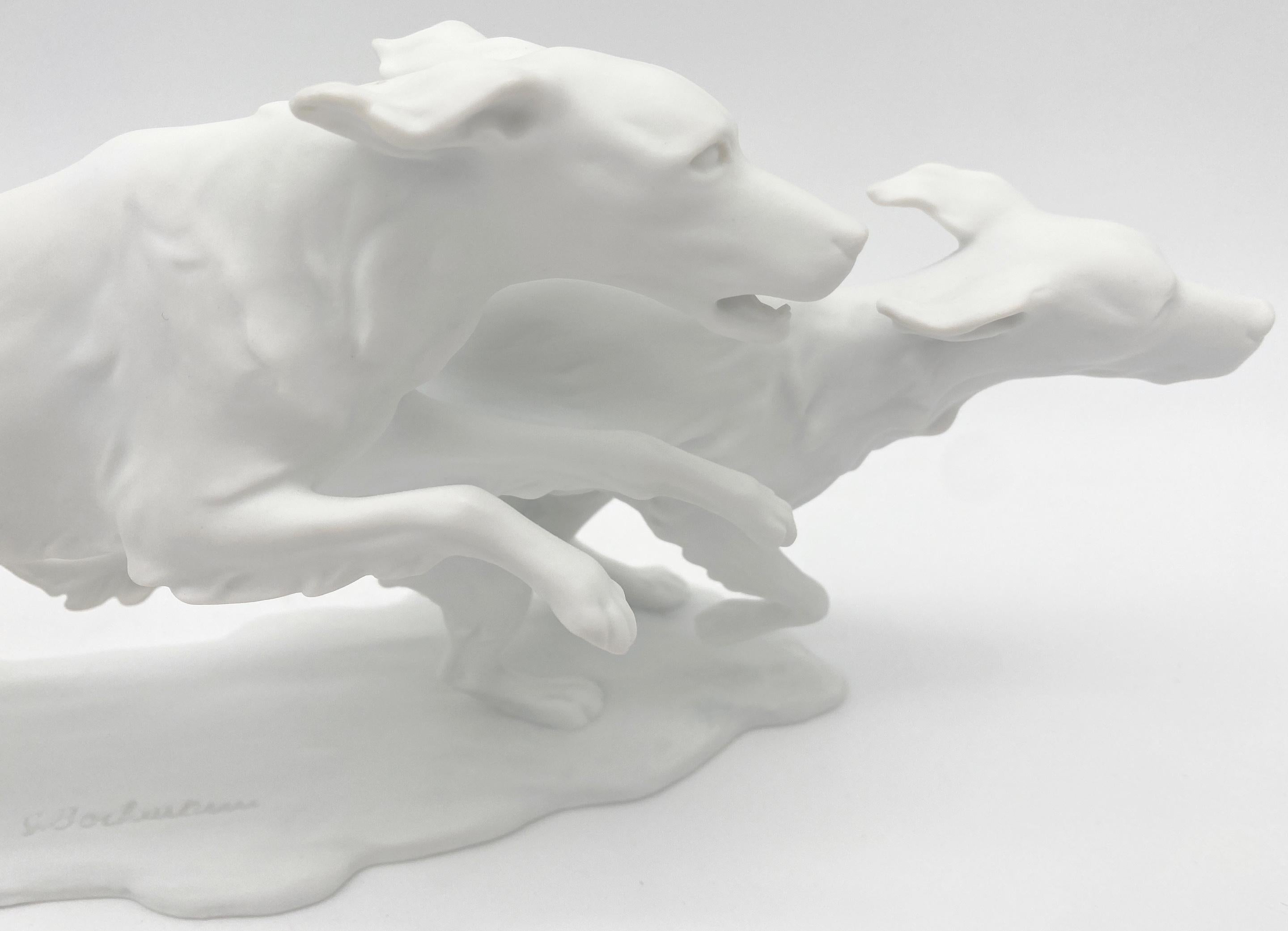  Kaiser Bisque Porcelain 'Running Dogs' by G. Bochuraun  In Good Condition For Sale In West Palm Beach, FL